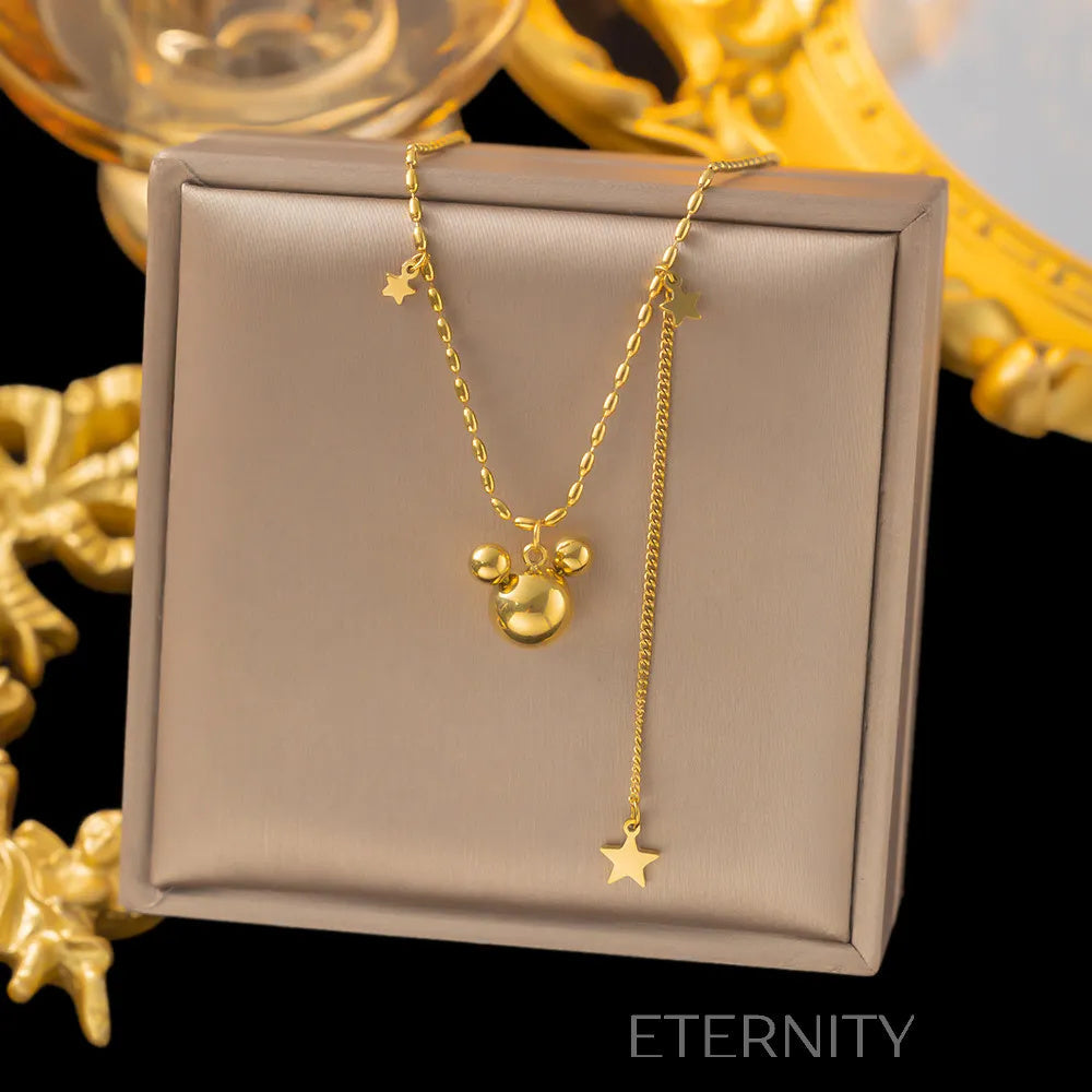Collar Mickey Magic con Estrellas Colgantes  Cadenas Dorado Unica Acero Inoxidable  ETERNITY