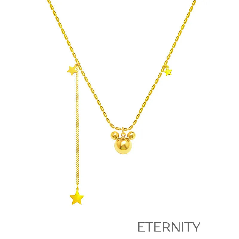 Collar Mickey Magic con Estrellas Colgantes  Cadenas Dorado Unica Acero Inoxidable  ETERNITY