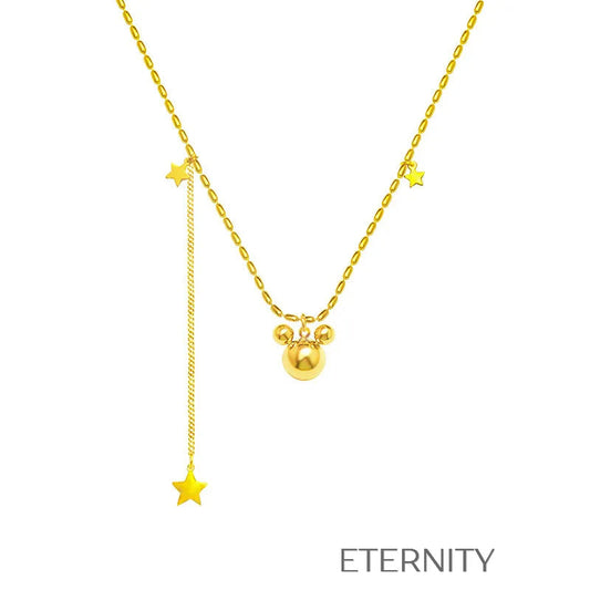 Collar Mickey Magic con Estrellas Colgantes  Cadenas Dorado Unica Acero Inoxidable  ETERNITY