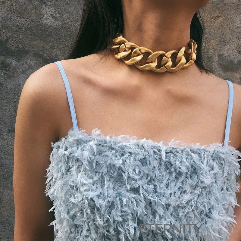 Collar de Eslabones Gruesos Mate en Oro  Cadenas Dorado Unica Acero Inoxidable  ETERNITY