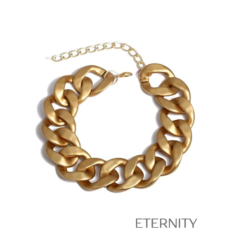 Collar de Eslabones Gruesos Mate en Oro  Cadenas Dorado Unica Acero Inoxidable  ETERNITY