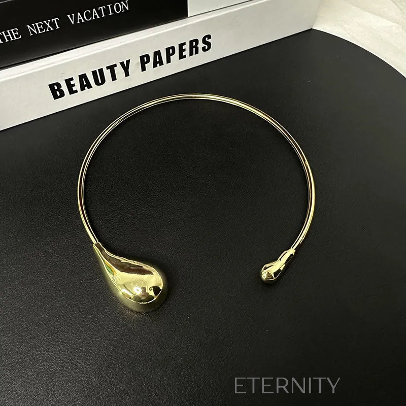 Gargantilla Rígida Eternal Teardrop de Diseño Minimalista en Oro y Plata  Cadenas Dorado Unica Acero Inoxidable  ETERNITY