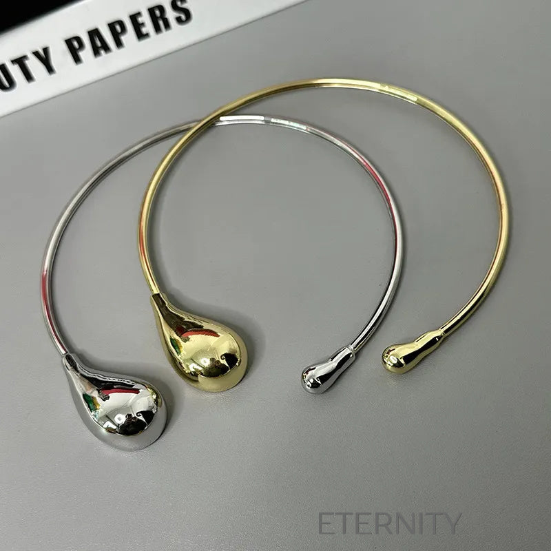 Gargantilla Rígida Eternal Teardrop de Diseño Minimalista en Oro y Plata  Cadenas Dorado Unica Acero Inoxidable  ETERNITY