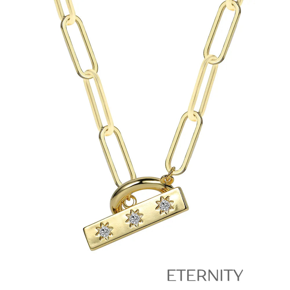 Collar Stellar Link Estilo Corbatín en Oro  Cadenas Dorado Unica Acero Inoxidable  ETERNITY