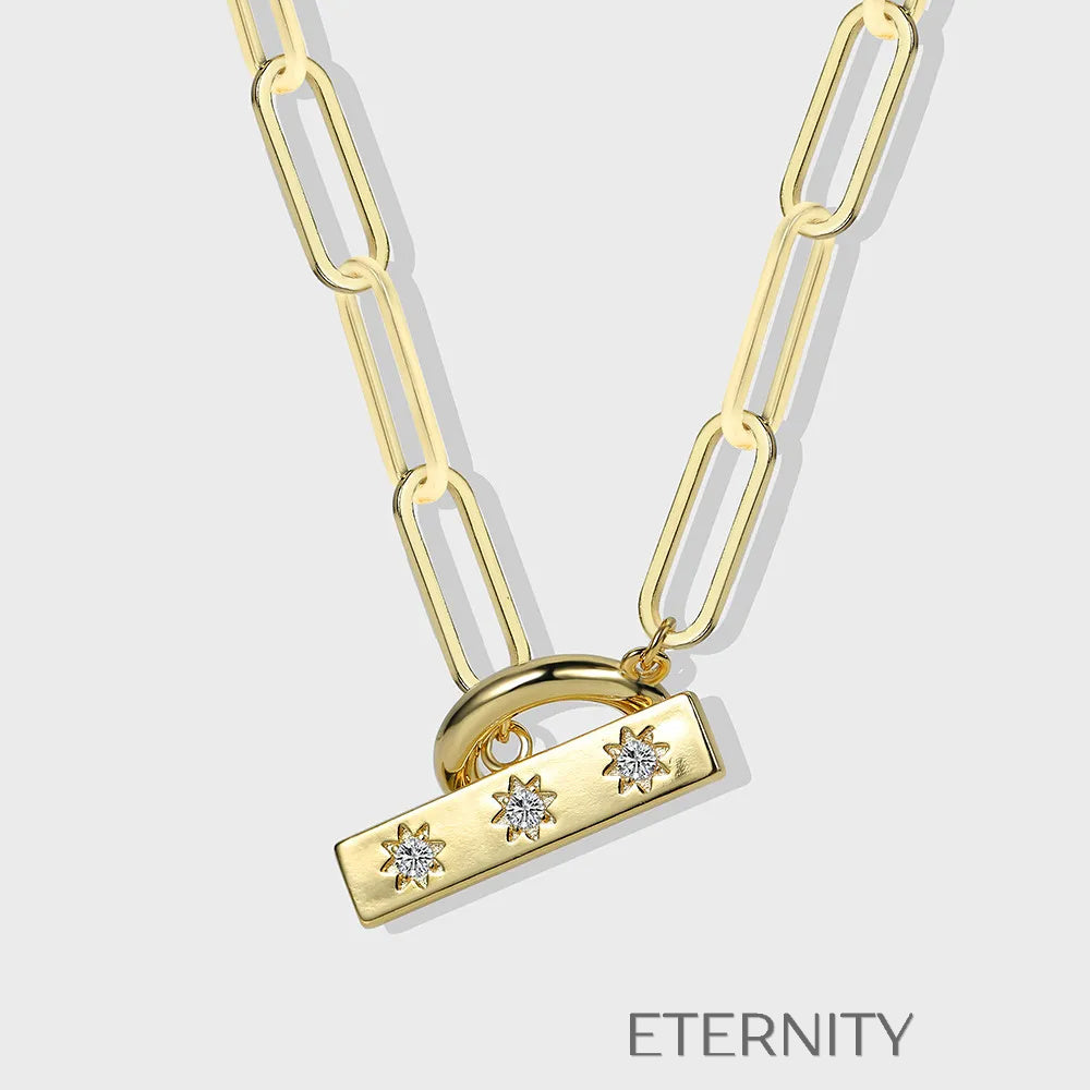 Collar Stellar Link Estilo Corbatín en Oro  Cadenas Dorado Unica Acero Inoxidable  ETERNITY