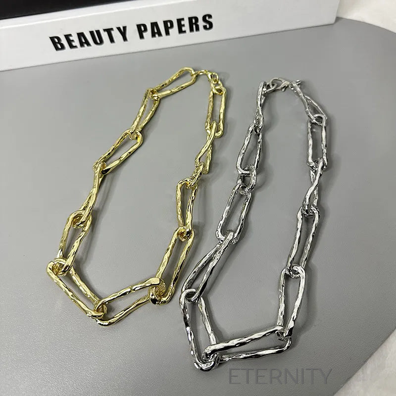 Collar Liquid Link de Diseño Orgánico Oro y Plata  Cadenas Dorado Unica Acero Inoxidable  ETERNITY