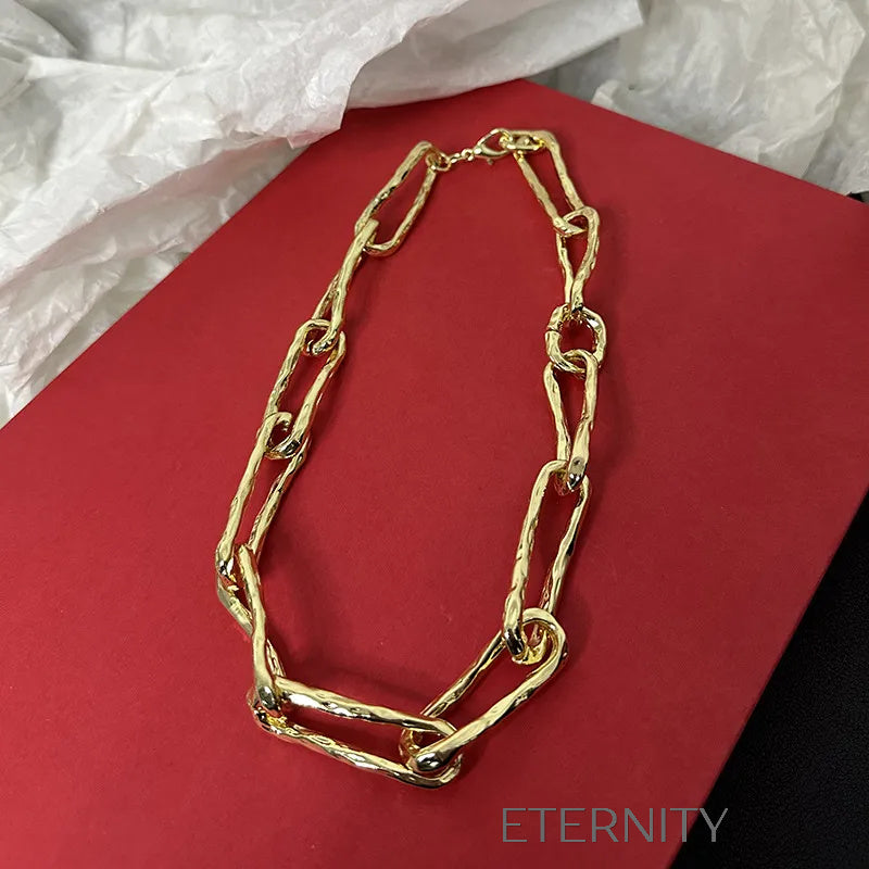 Collar Liquid Link de Diseño Orgánico Oro y Plata  Cadenas Dorado Unica Acero Inoxidable  ETERNITY