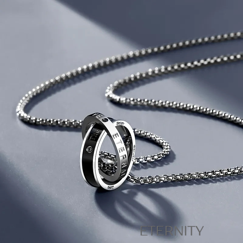 Collar Eternal Bond de Anillos Entrelazados  Cadenas Plateado 60cm Acero Inoxidable  ETERNITY