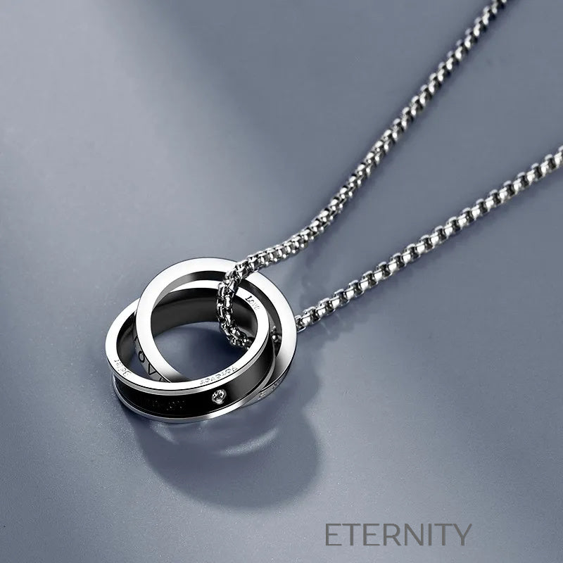 Collar Eternal Bond de Anillos Entrelazados  Cadenas Plateado 60cm Acero Inoxidable  ETERNITY