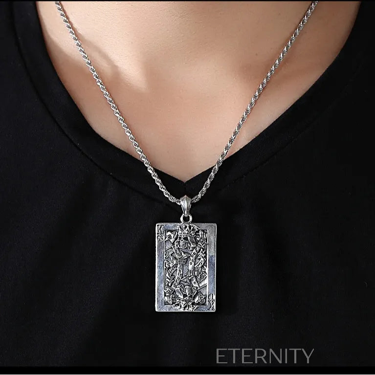 Collar Masculino King of Hearts con Dije de Carta de Póker y Cadena de Cuerda  Cadenas Plateado Unica Acero Inoxidable  ETERNITY