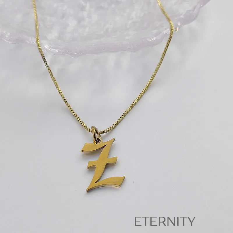 Collar Inicial Gothic Letter  Cadenas Dorado Unica Acero Inoxidable  ETERNITY