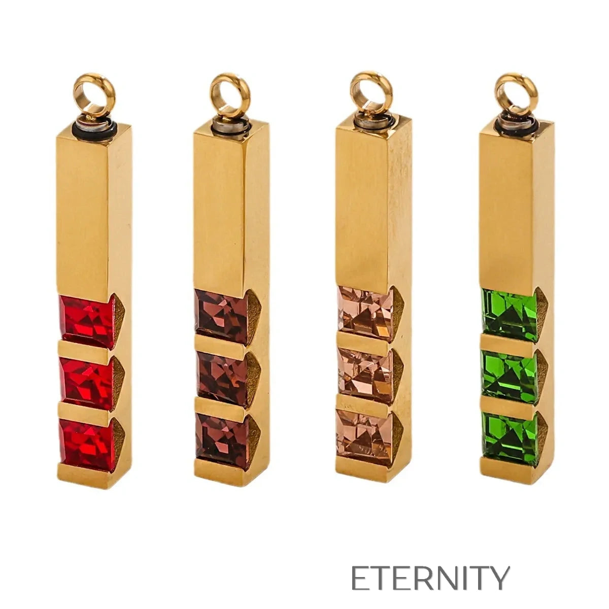 Collar "Crystal Pillar" con Dije de Barra Geométrica y Cristales de Colores ETERNITY