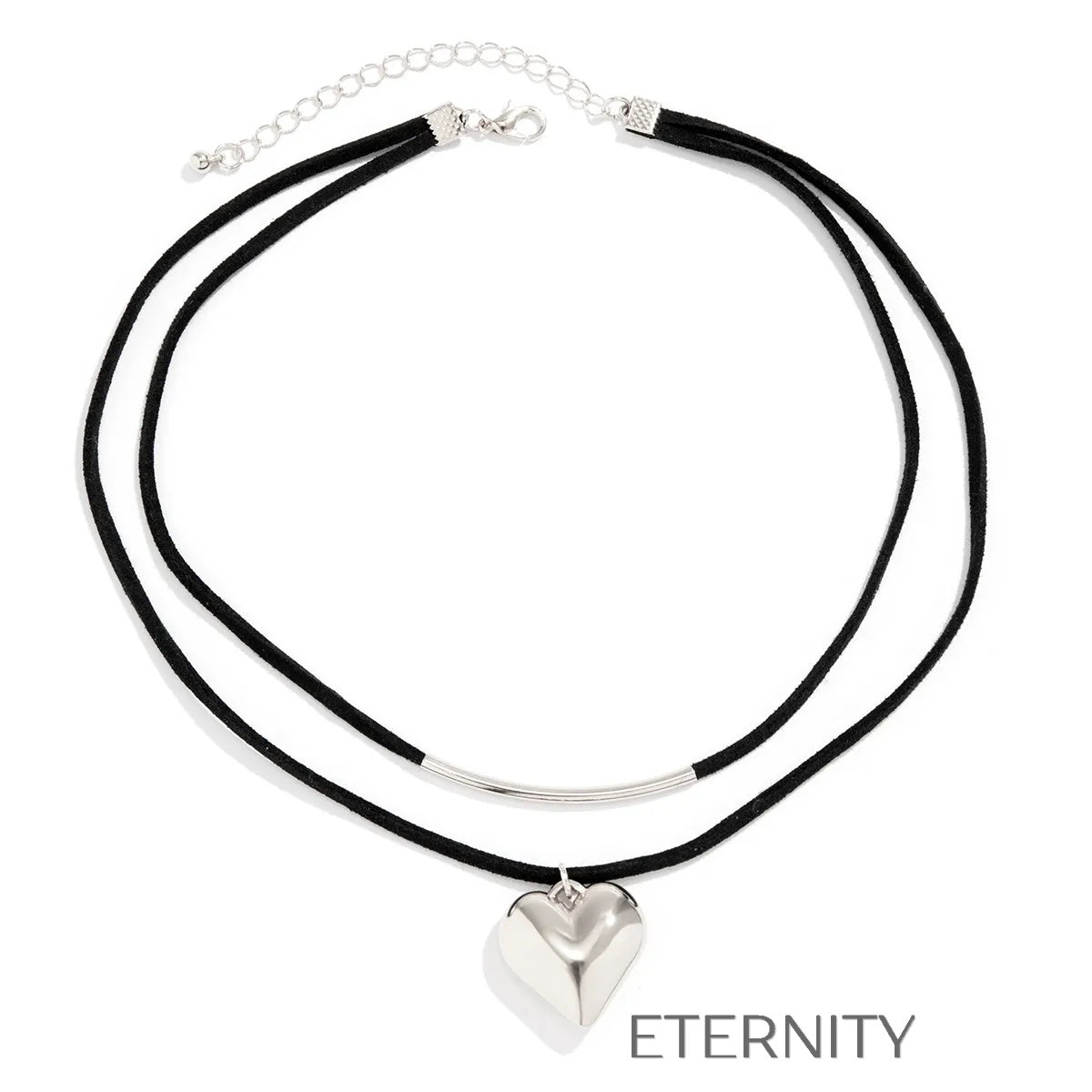 Collar de Doble Cordón L'Amour con Dije de Corazón Escultural  Cadenas Dorado Unica Acero Inoxidable  ETERNITY