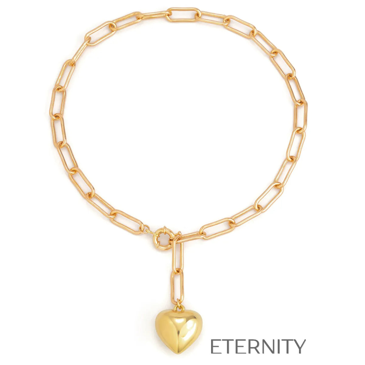 Collar Bold Heart de Plata  Cadenas Dorado Unica Acero Inoxidable  ETERNITY