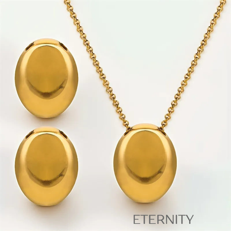 Collar con dijes ovalados elegantes Cadenas Dorado Unica Acero Inoxidable  ETERNITY