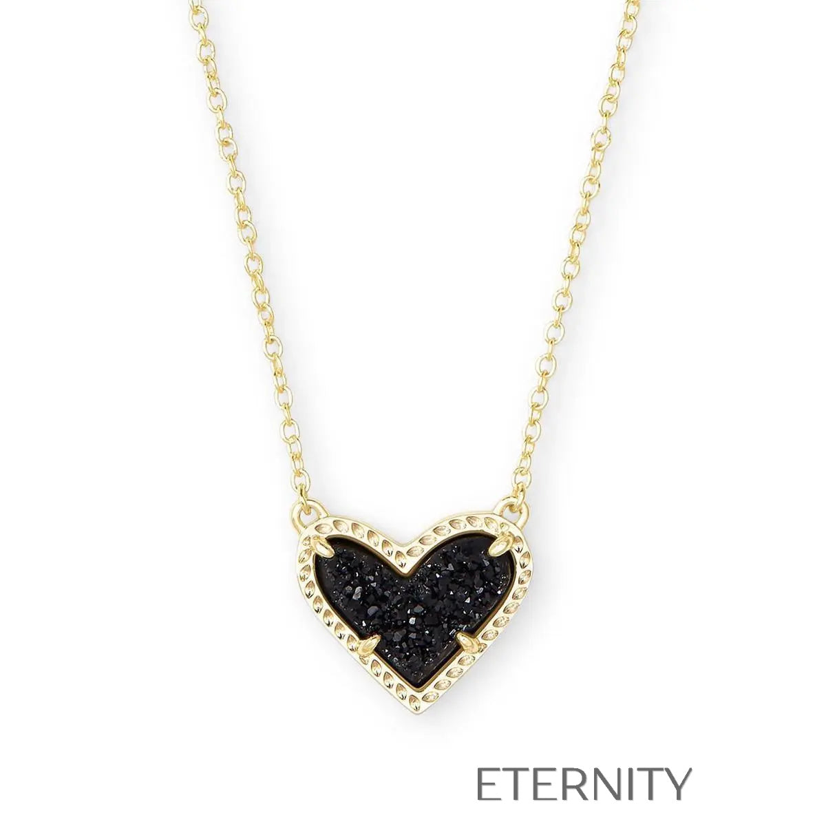 Collar Malachite Love con Dije de Corazón Verde Esmeralda y Borde Labrado  Cadenas Negro Unica Acero Inoxidable  ETERNITY