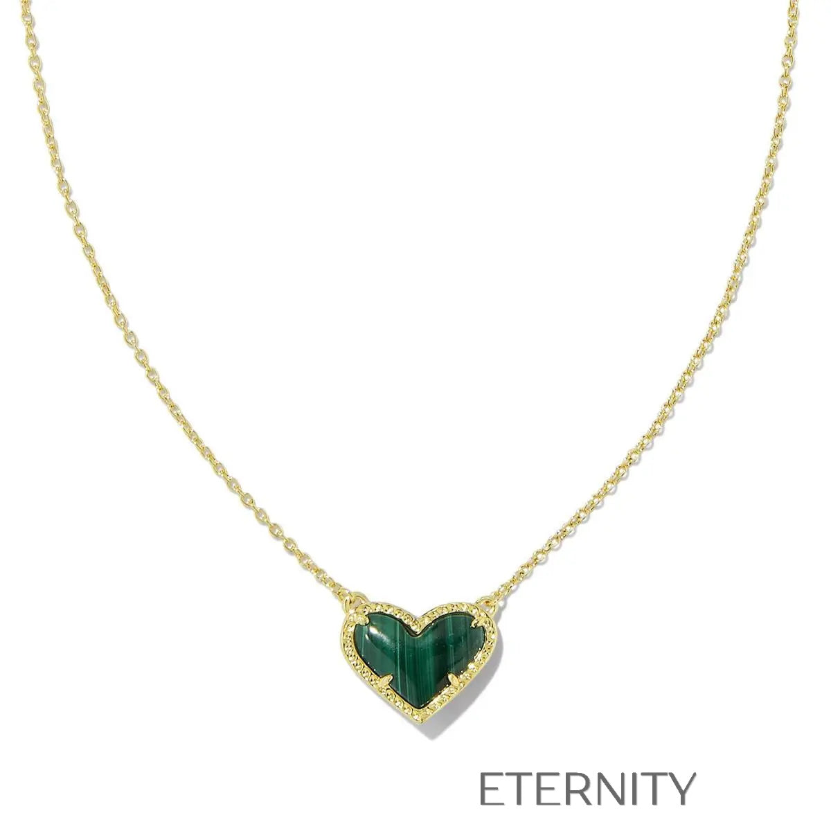 Collar Malachite Love con Dije de Corazón Verde Esmeralda y Borde Labrado  Cadenas Negro Unica Acero Inoxidable  ETERNITY
