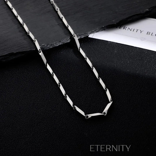 Collar Geometric Silver de Eslabones Facetados  Cadenas Plateado 45cm Acero Inoxidable  ETERNITY