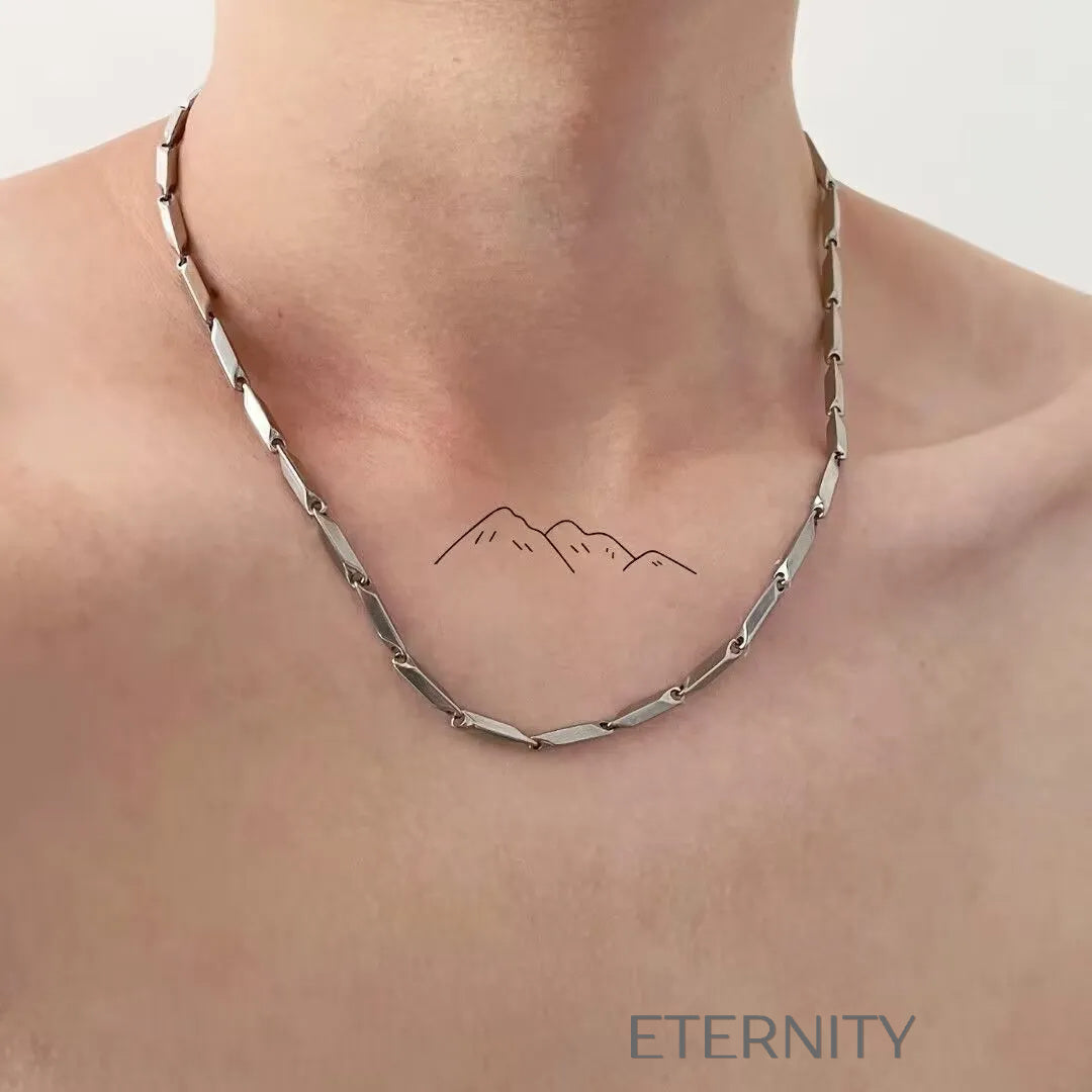 Collar Geometric Silver de Eslabones Facetados  Cadenas Plateado 45cm Acero Inoxidable  ETERNITY