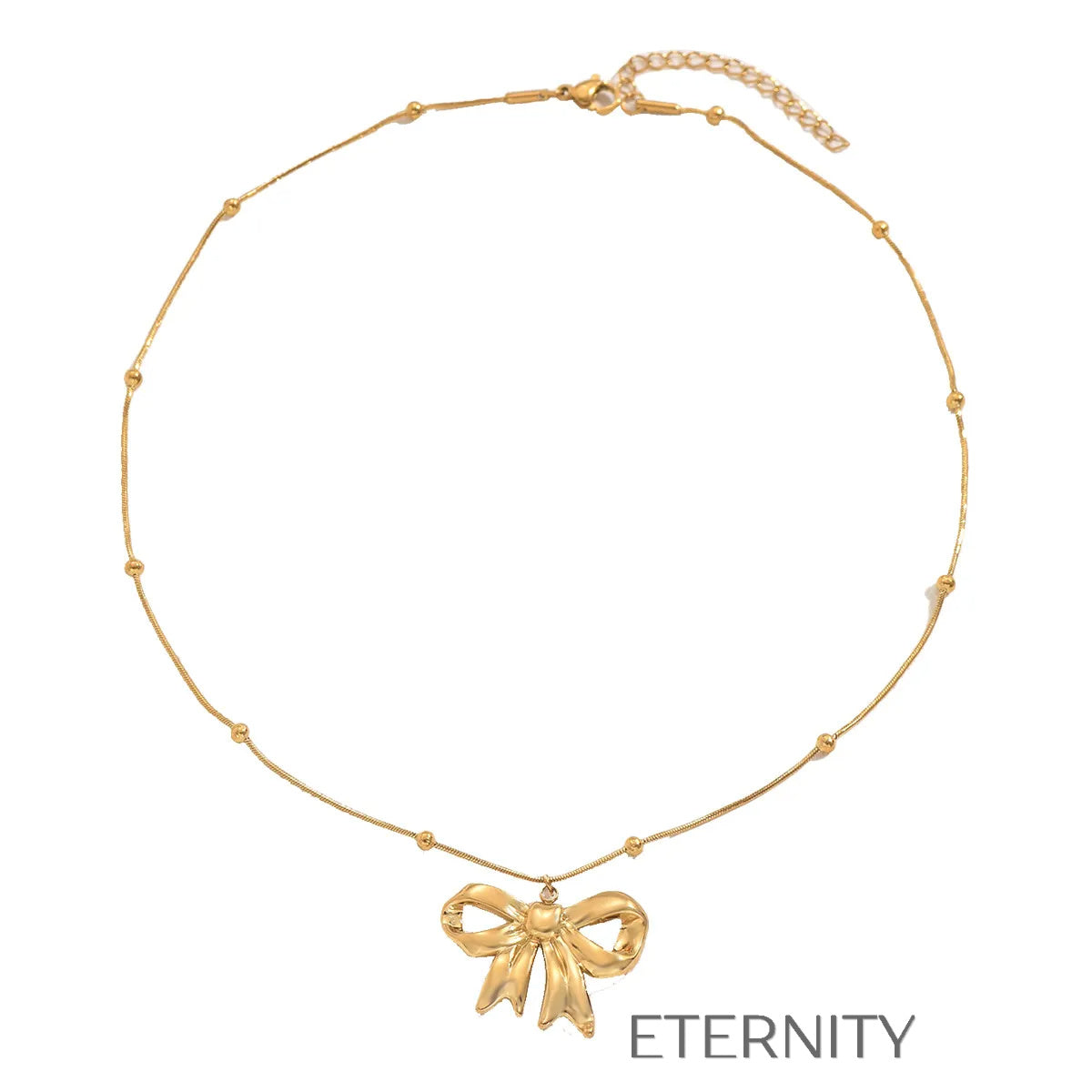 Collar Ribbon Charm con Lazo de Textura Fluida en Oro y Plata  Cadenas Dorado Unica Acero Inoxidable  ETERNITY