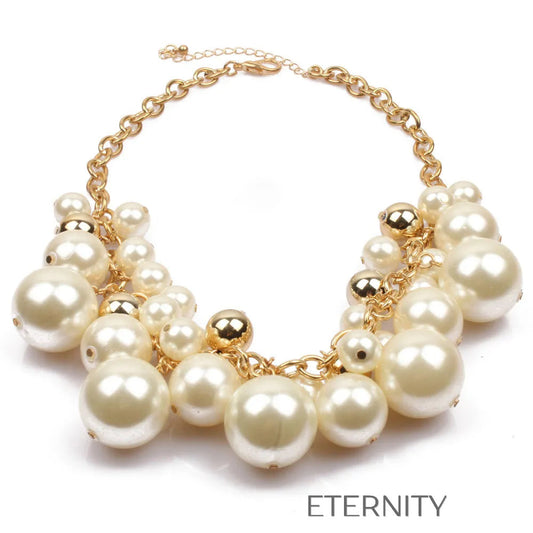 Collar de Perlas Imperial Cluster con Diseño de Racimo y Detalles Dorados  Cadenas Perla Unica Acero Inoxidable  ETERNITY
