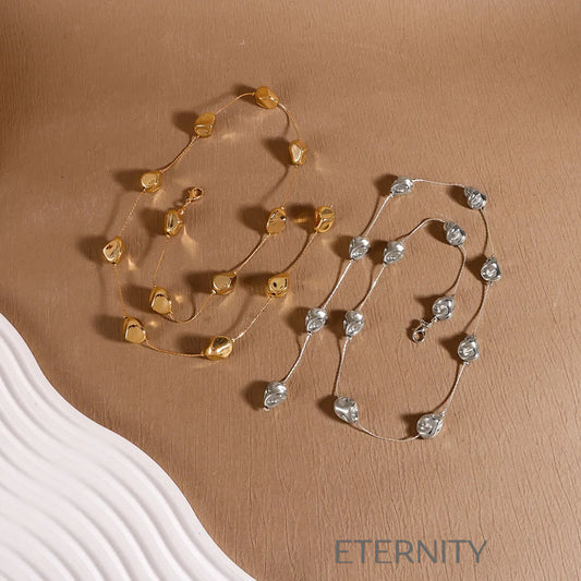 Collar Lariat Droplet con Dijes Orgánicos y Diseño de Corbata Minimalista  Cadenas Dorado Unica Acero Inoxidable  ETERNITY
