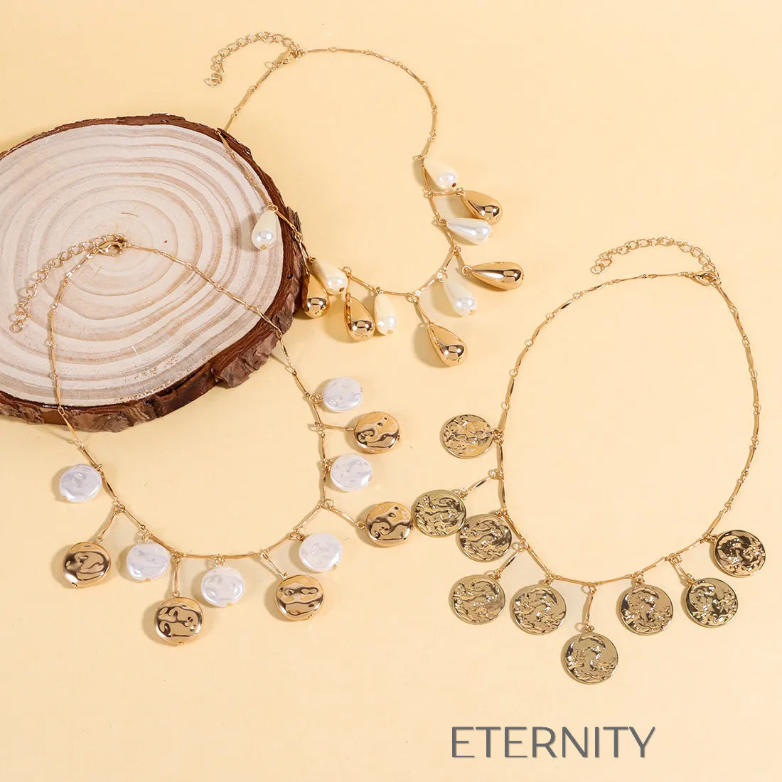Collar Nacre Flow Perlas  Cadenas Dorado Unica Acero Inoxidable  ETERNITY