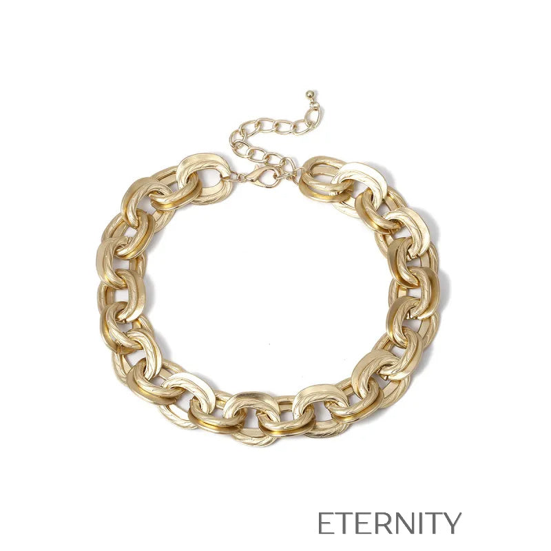 Collar Industrial Bold de Eslabones Gruesos  Cadenas Dorado Unica Acero Inoxidable  ETERNITY