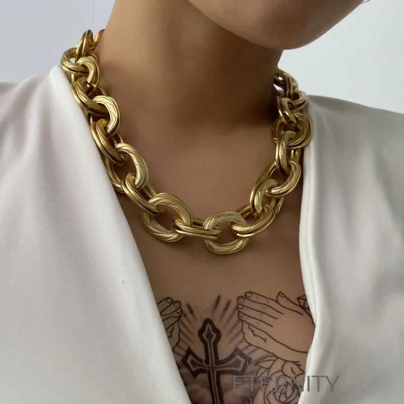 Collar Industrial Bold de Eslabones Gruesos  Cadenas Dorado Unica Acero Inoxidable  ETERNITY
