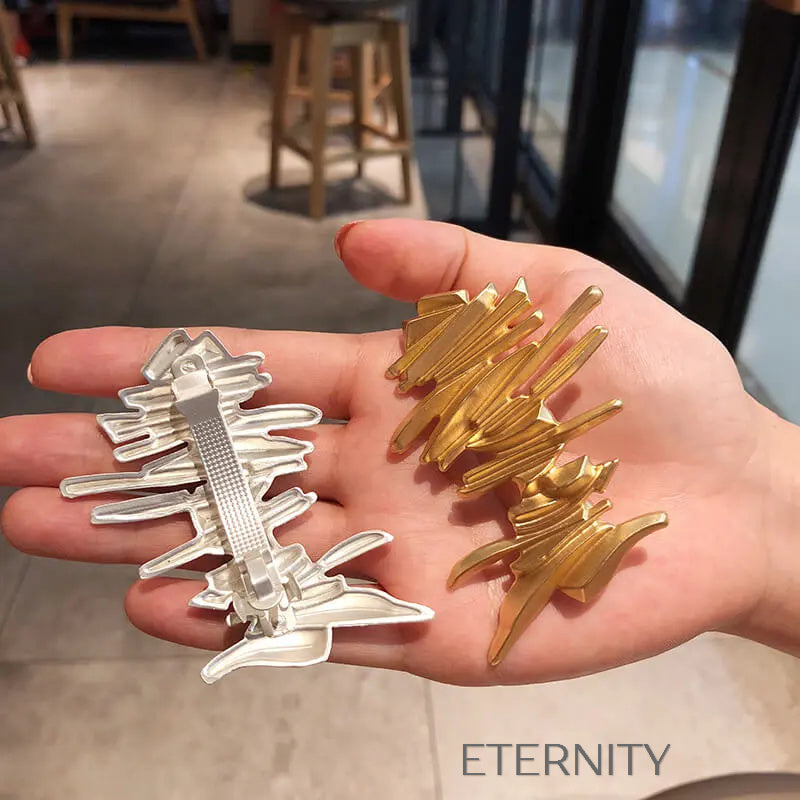 Ganchos para el Cabello de Diseño Abstracto y Vanguardista  Hair Clip Dorado Unica Acero Inoxidable  ETERNITY