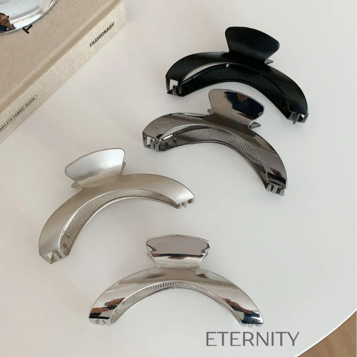 Pinza para el Cabello Luna Metálica  Hair Clip Negro Unica Acero Inoxidable  ETERNITY
