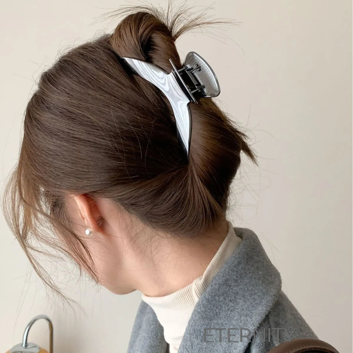 Pinza para el Cabello Luna Metálica  Hair Clip Negro Unica Acero Inoxidable  ETERNITY