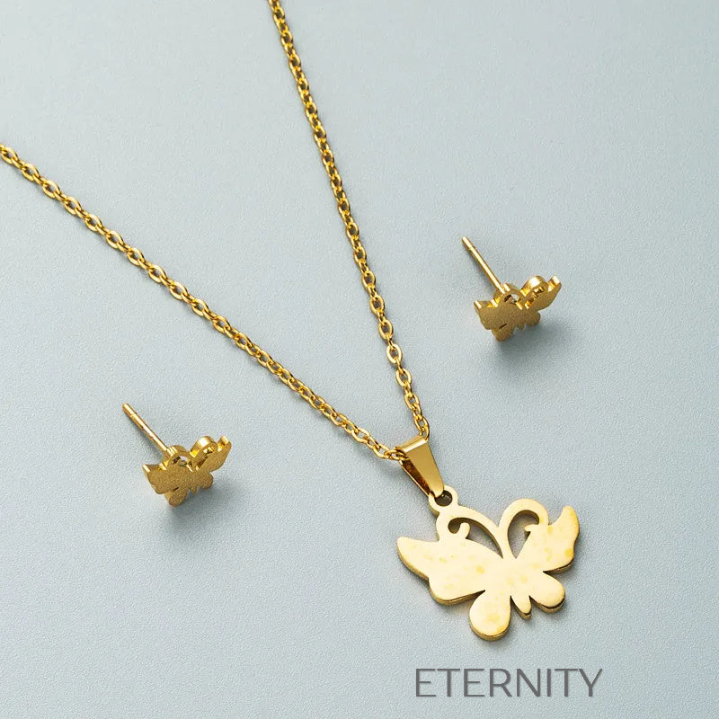 Set de Joyería Winter Frost con Collar y Zarcillos de Copo de Nieve en Oro  Set Dorado Unica Acero Inoxidable  ETERNITY