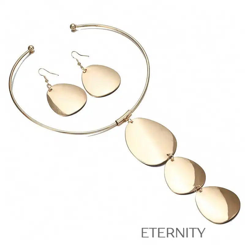 Gargantilla Geometric Eclipse Discos  Set Dorado Unica Acero Inoxidable  ETERNITY