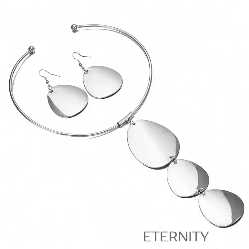 Gargantilla Geometric Eclipse Discos  Set Dorado Unica Acero Inoxidable  ETERNITY