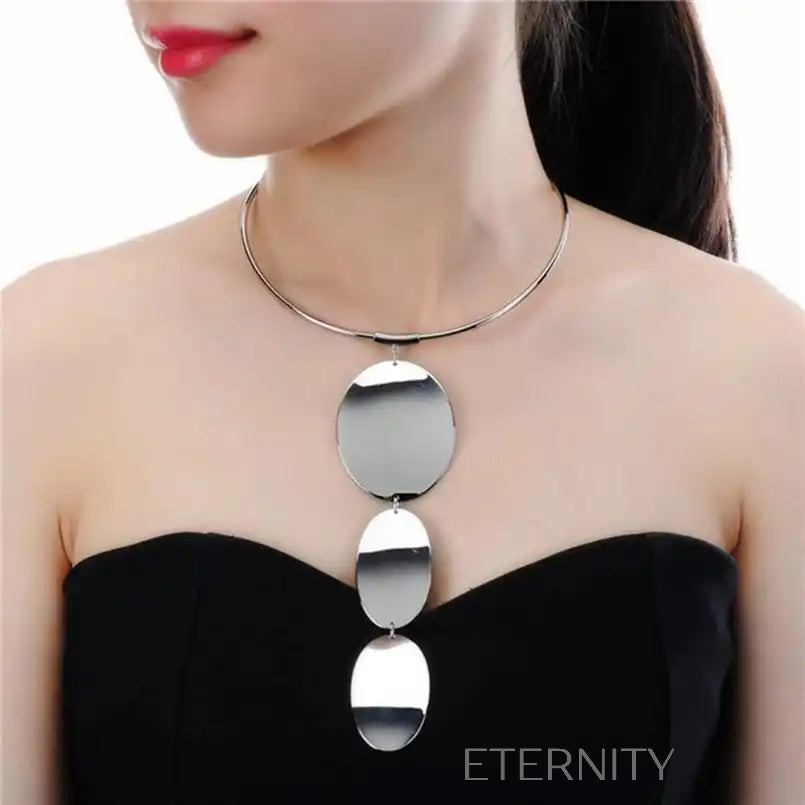 Gargantilla Geometric Eclipse Discos  Set Dorado Unica Acero Inoxidable  ETERNITY