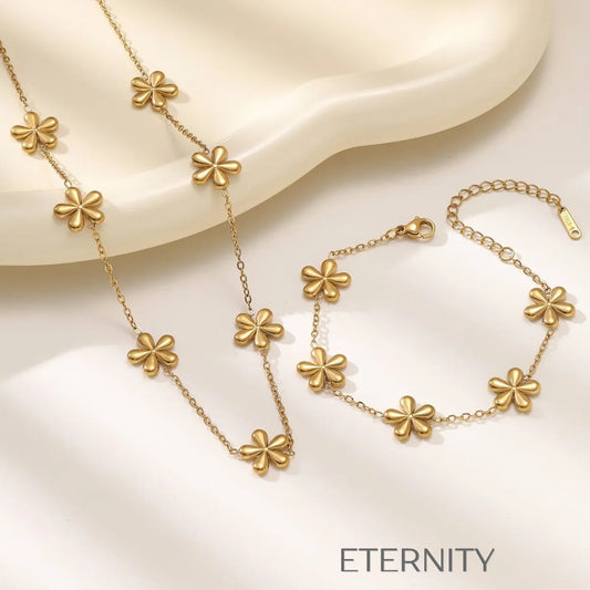 Set Nacre Flow Perlas  Set Dorado Unica Acero Inoxidable  ETERNITY