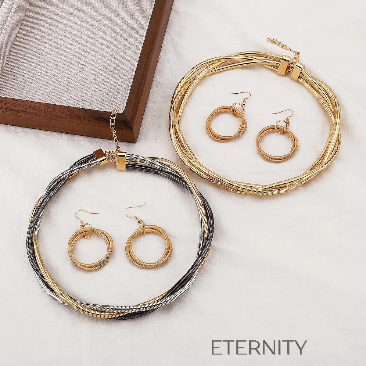 Set Serpentine Elegance Gold & Silver  Set Dorado Unica Acero Inoxidable  ETERNITY