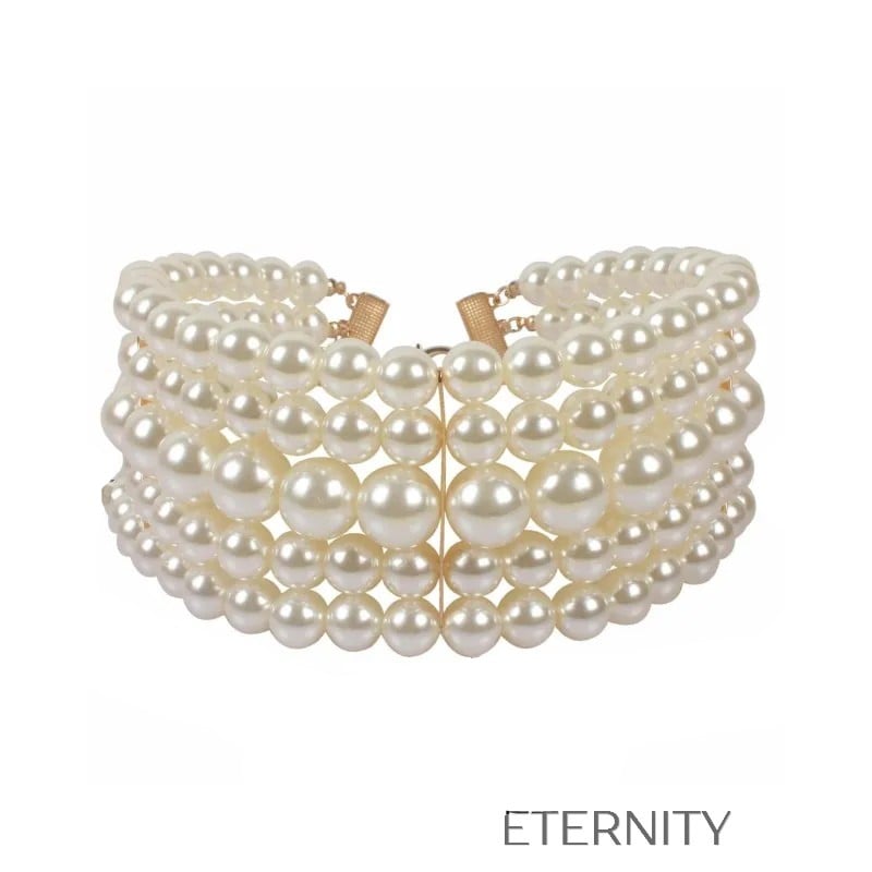 Set de Collar Choker y Zarcillos Radiant Majesty de Perlas  Set Perla Unica Acero Inoxidable  ETERNITY
