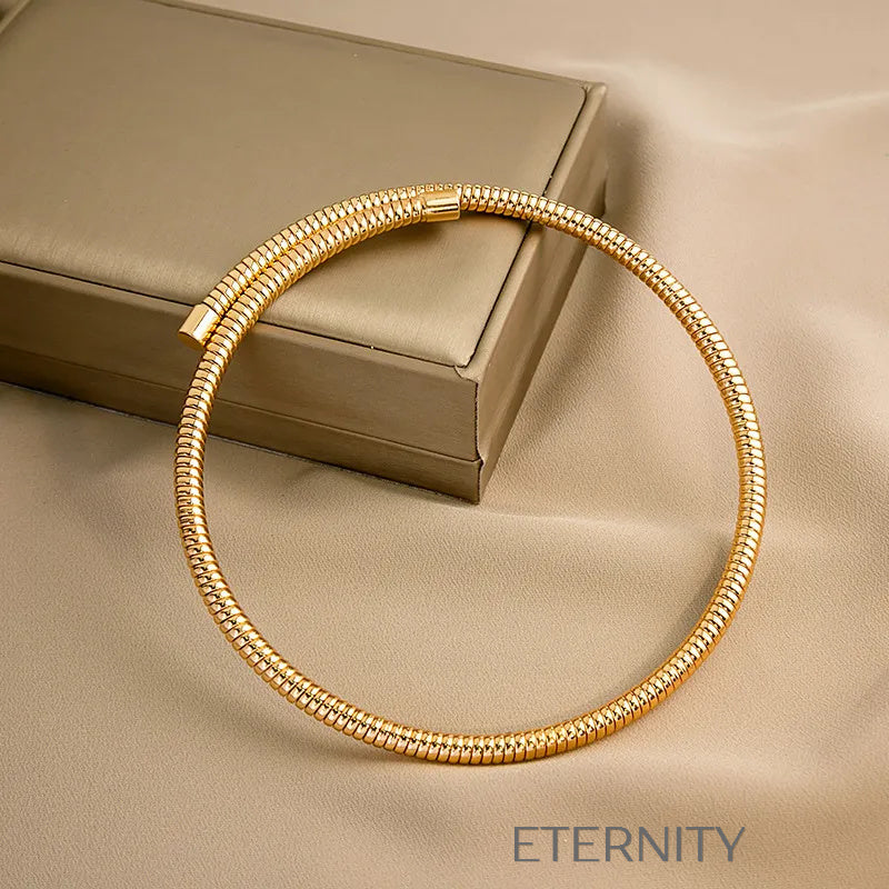 Conjunto Serpent de Gargantilla y Pulsera Flexibles de Metal Segmentado  Set Dorado Unica Acero Inoxidable  ETERNITY