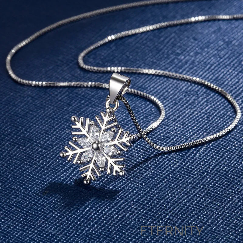 Conjunto de Collar y Zarcillos de Copo de Nieve con Cristales  Set Plateado Unica Acero Inoxidable  ETERNITY