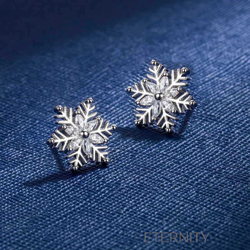 Conjunto de Collar y Zarcillos de Copo de Nieve con Cristales  Set Plateado Unica Acero Inoxidable  ETERNITY