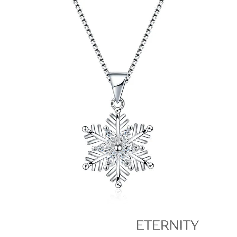 Conjunto de Collar y Zarcillos de Copo de Nieve con Cristales  Set Plateado Unica Acero Inoxidable  ETERNITY