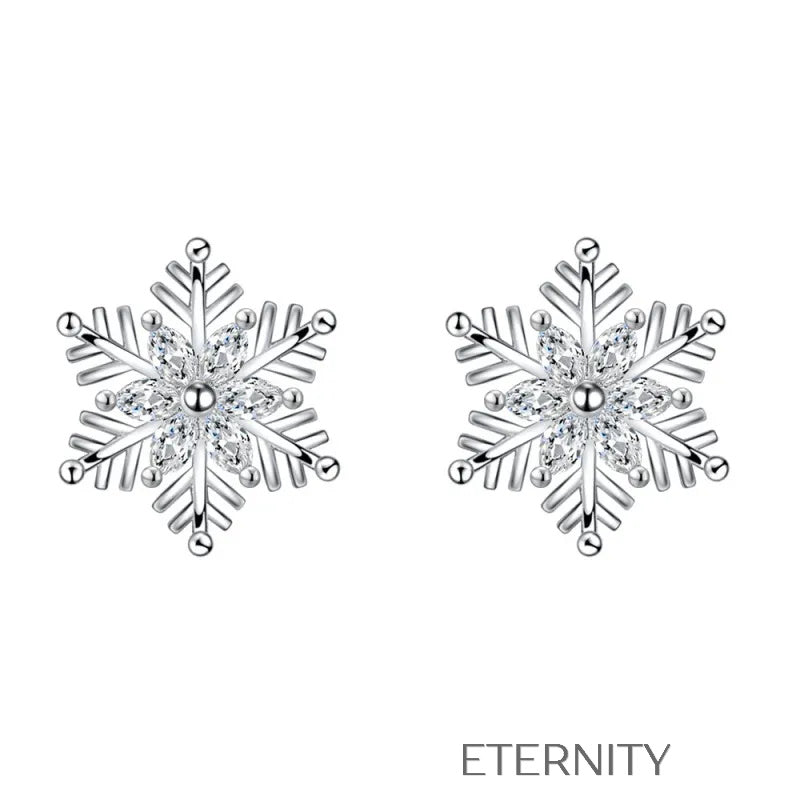 Conjunto de Collar y Zarcillos de Copo de Nieve con Cristales  Set Plateado Unica Acero Inoxidable  ETERNITY