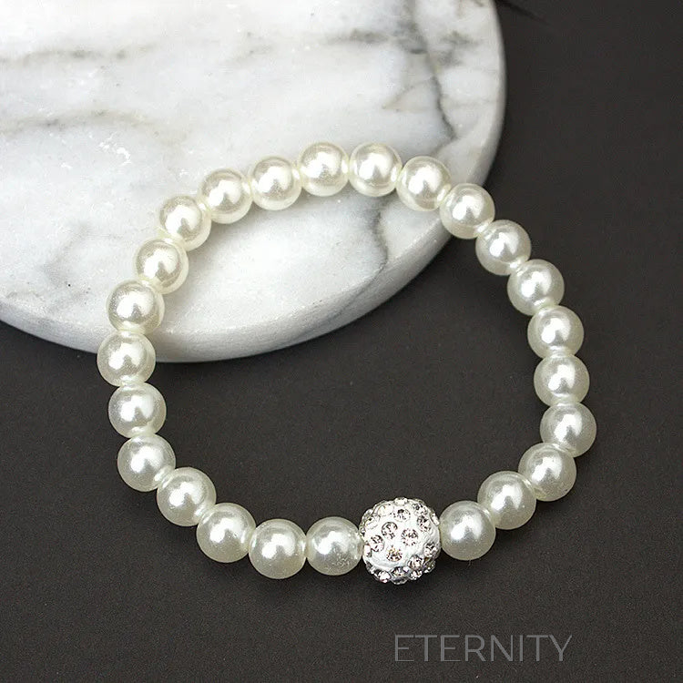 Set joyería perlas diamantes boda Set Blanco Unica Acero Inoxidable  ETERNITY
