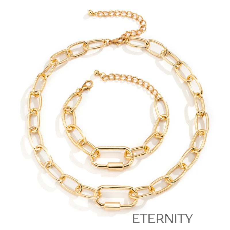 Pulsera estilo cadena moderna Set Dorado Unica Acero Inoxidable  ETERNITY