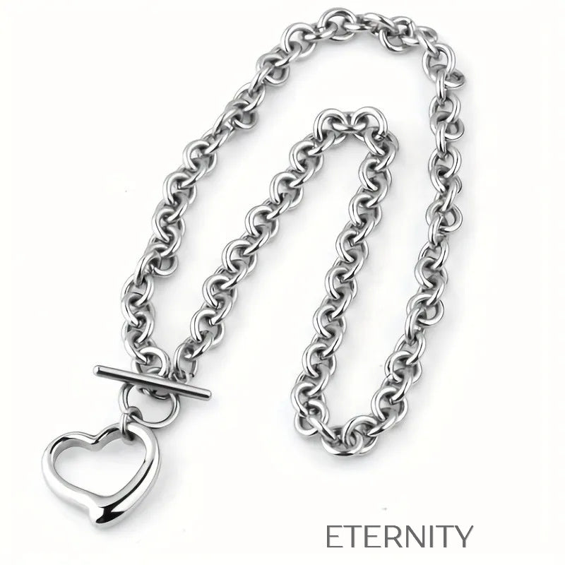 Conjunto Sweet Heart Eslabones  Set Plateado Unica Acero Inoxidable  ETERNITY