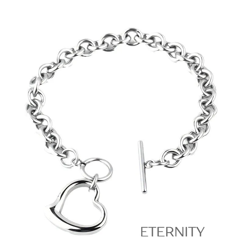 Conjunto Sweet Heart Eslabones  Set Plateado Unica Acero Inoxidable  ETERNITY
