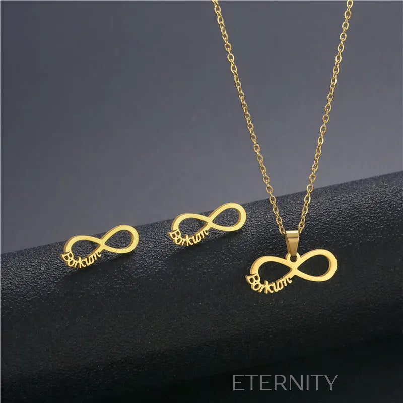 Sets Identity de Collar y Zarcillos en Acero Dorado  Set Dorado Unica Acero Inoxidable  ETERNITY