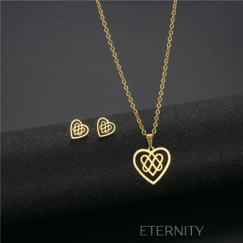 Sets Identity de Collar y Zarcillos en Acero Dorado  Set Dorado Unica Acero Inoxidable  ETERNITY